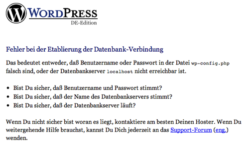 WordPress 203A Fehler