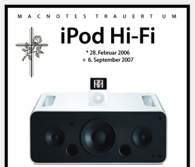 MACNOTES.DE » Betthupferl: Macnotes trauert um den iPod Hi-Fi